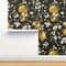 Bees Lemons Black Large Modern Citrus Traditional Custom Removable Wallpaper by Spoonflower Peel & Stick Wallpaper 2FT Wide